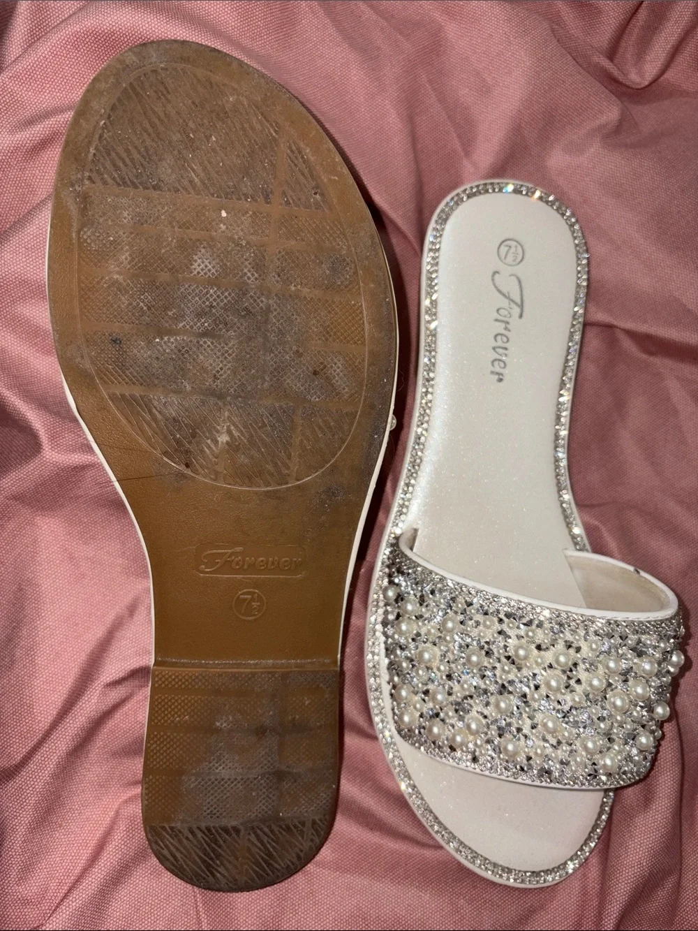 Forever 21 Ivory Pearl & Crystal sandals